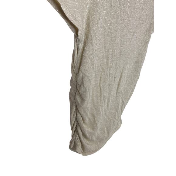 Verve Cream Sparkly Sweater Women’s Petite S/XS | Rayon Wool Cowl Neck Knit Top - Picture 3 of 5